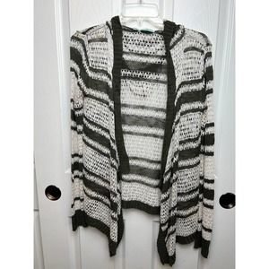 Maurices Olive And White Cardigan With Hood Size S